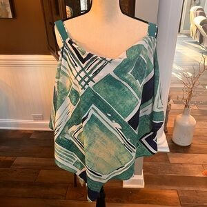 Lane Bryant Blue Multi cold Shoulder Flowy top, Size 18/20